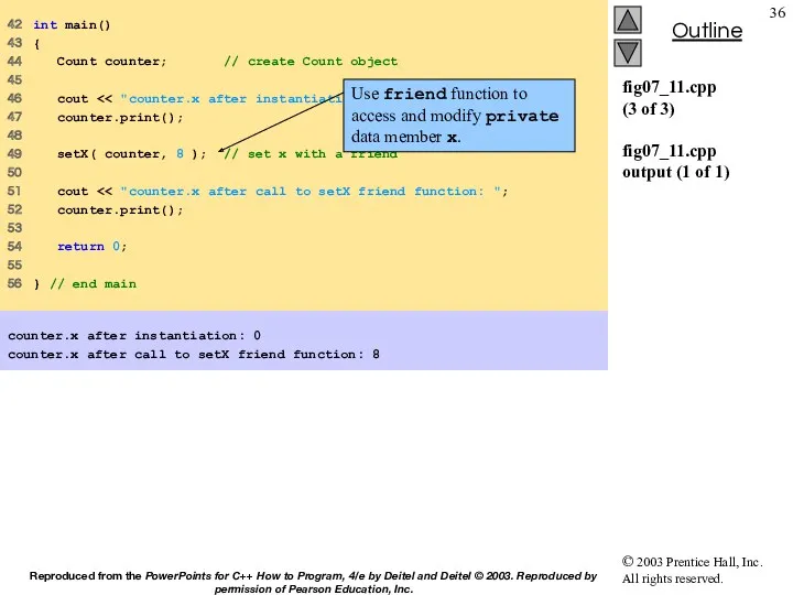 fig07_11.cpp (3 of 3) fig07_11.cpp output (1 of 1) 42