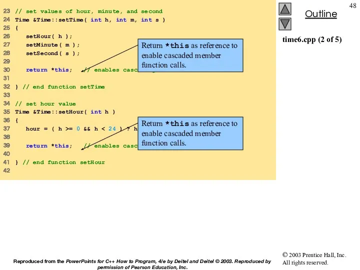 time6.cpp (2 of 5) 23 // set values of hour,