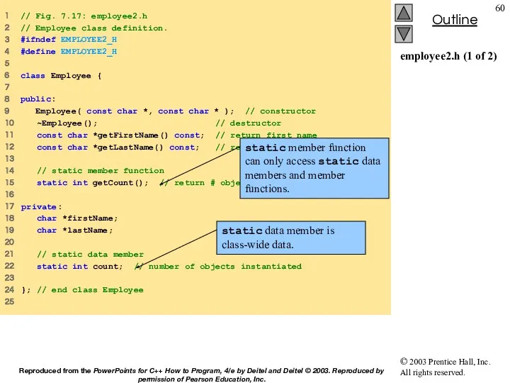 employee2.h (1 of 2) 1 // Fig. 7.17: employee2.h 2