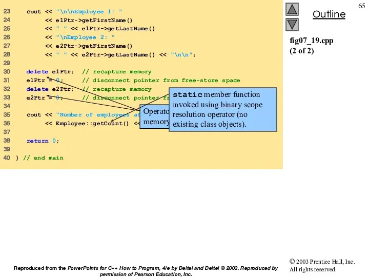 fig07_19.cpp (2 of 2) 23 cout 24 getFirstName() 25 getLastName()