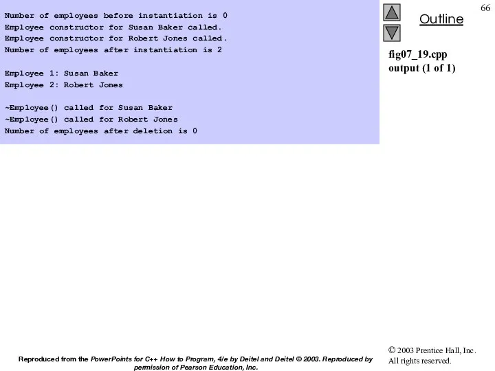 fig07_19.cpp output (1 of 1) Number of employees before instantiation