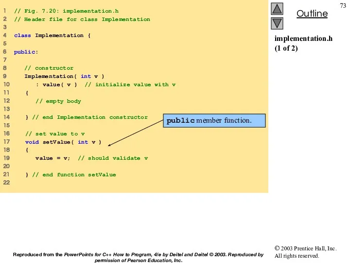 implementation.h (1 of 2) 1 // Fig. 7.20: implementation.h 2