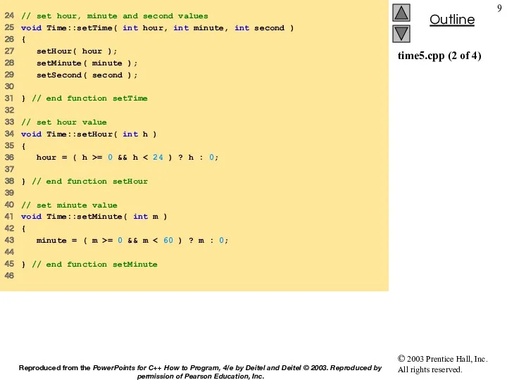 time5.cpp (2 of 4) 24 // set hour, minute and
