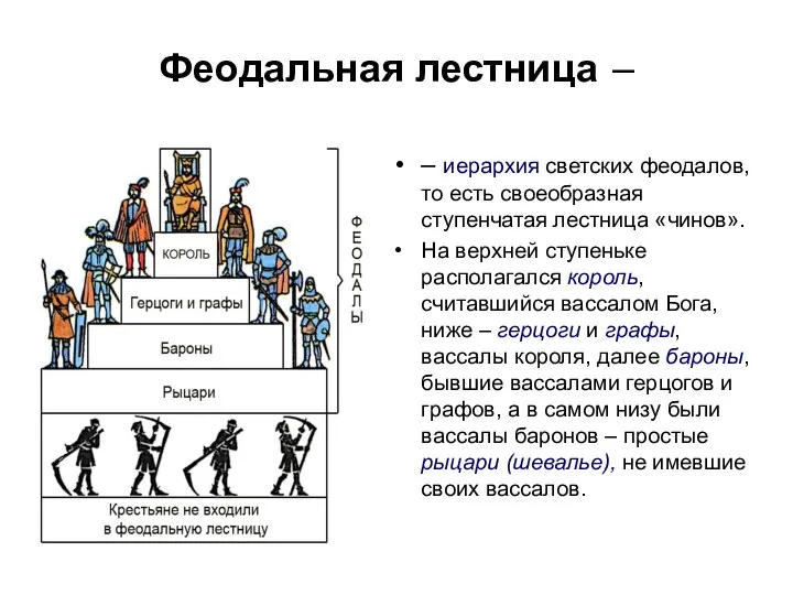 Феодальная лестница – – иерархия светских феодалов, то есть своеобразная