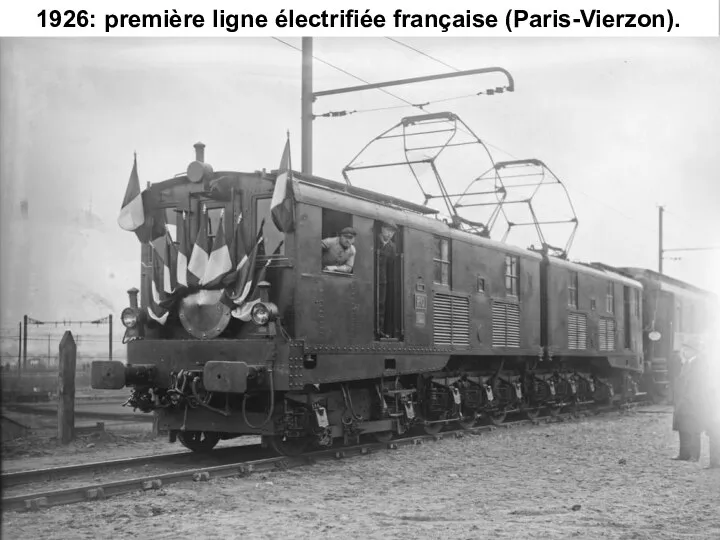 1926: première ligne électrifiée française (Paris-Vierzon).