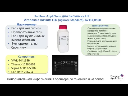PanReac-AppliChem для биохимии НК: Агароза с низким EEO (Agarose Standard).