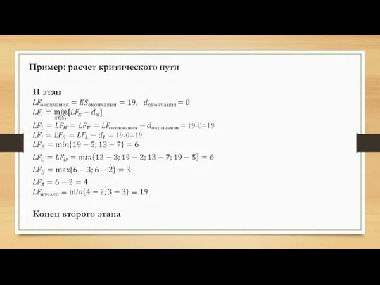 Пример: расчет критического пути