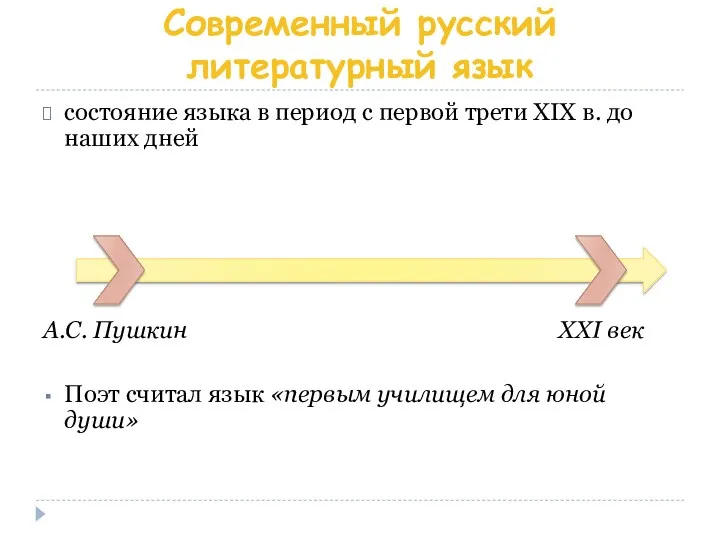 Современный русский литературный язык состояние языка в период с первой