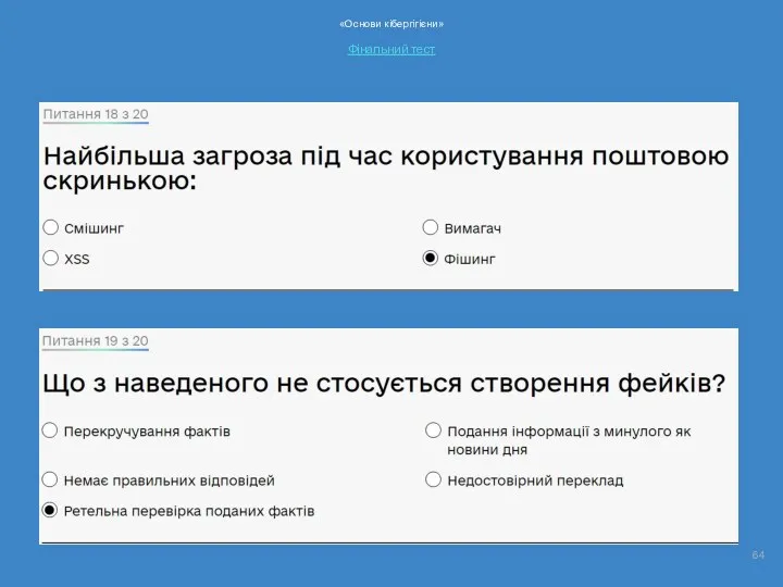«Основи кібергігієни» Фiнальний тест