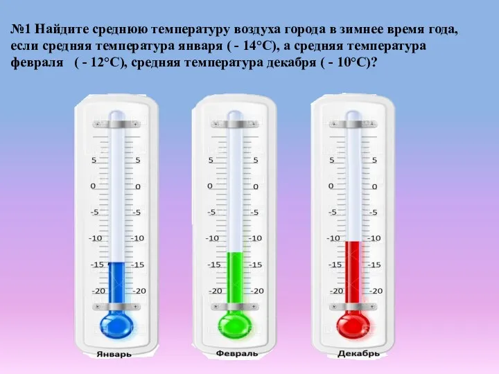 №1 Найдите среднюю температуру воздуха города в зимнее время года, если средняя температура
