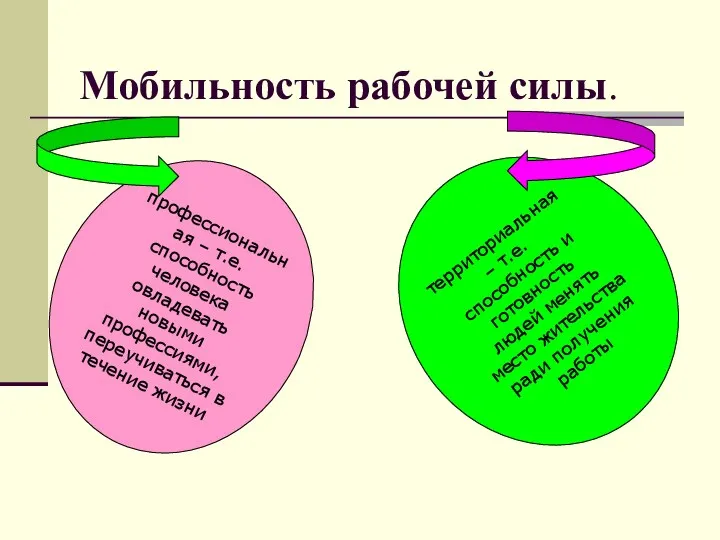 Мобильность рабочей силы. профессиональная – т.е. способность человека овладевать новыми