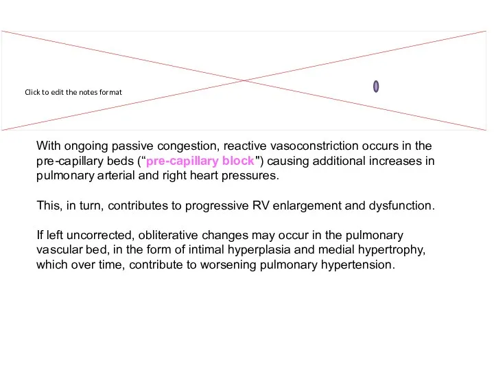 With ongoing passive congestion, reactive vasoconstriction occurs in the pre-capillary beds (“pre-capillary block")