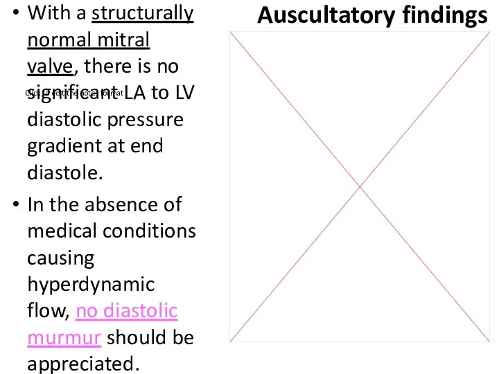 Auscultatory findings With a structurally normal mitral valve, there is no significant LA