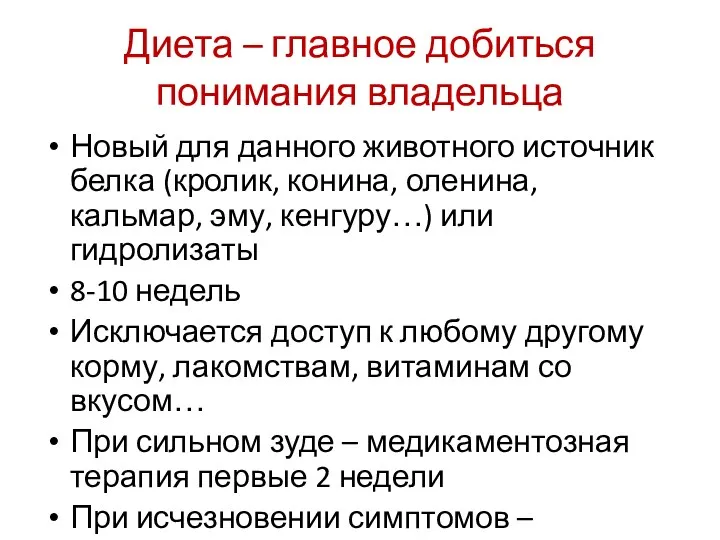 Диета – главное добиться понимания владельца Новый для данного животного