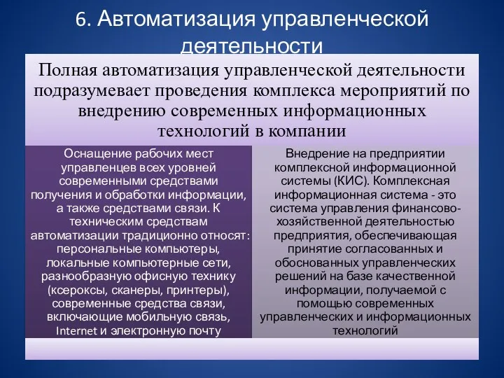 6. Автоматизация управленческой деятельности