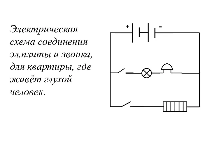 Электрическая схема соединения эл.плиты и звонка, для квартиры, где живёт глухой человек.