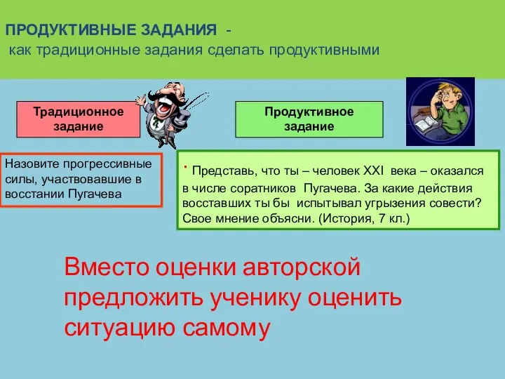 ПРОДУКТИВНЫЕ ЗАДАНИЯ - как традиционные задания сделать продуктивными Традиционное задание