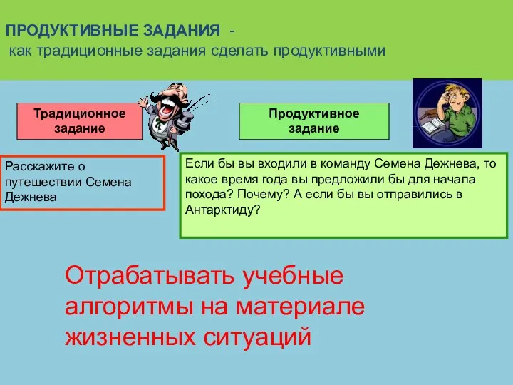 ПРОДУКТИВНЫЕ ЗАДАНИЯ - как традиционные задания сделать продуктивными Традиционное задание