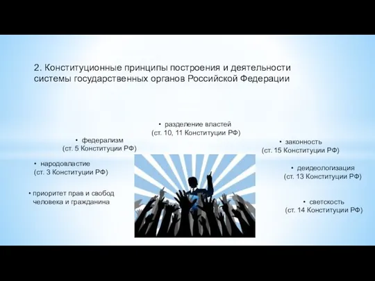 2. Конституционные принципы построения и деятельности системы государственных органов Российской Федерации • светскость