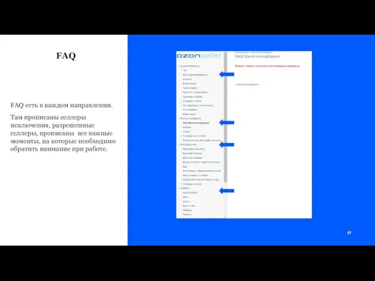 FAQ FAQ есть в каждом направлении. Там прописаны селлеры исключения,