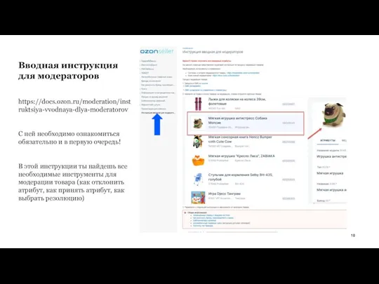 Вводная инструкция для модераторов https://docs.ozon.ru/moderation/instruktsiya-vvodnaya-dlya-moderatorov С ней необходимо ознакомиться обязательно