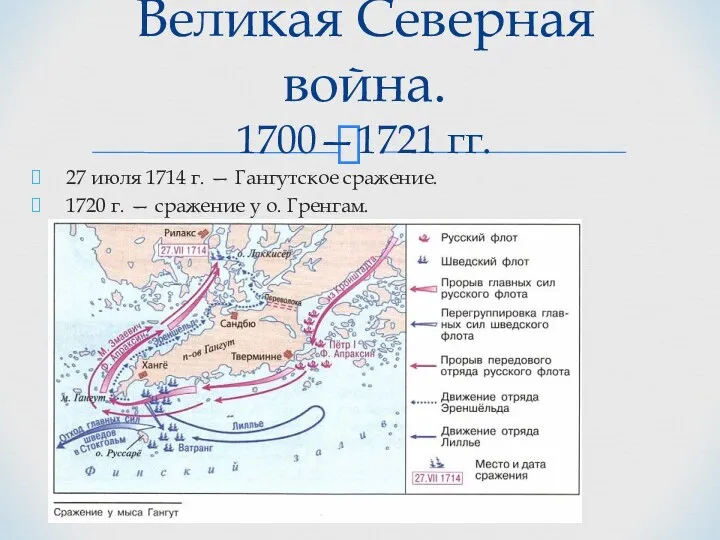 27 июля 1714 г. — Гангутское сражение. 1720 г. —