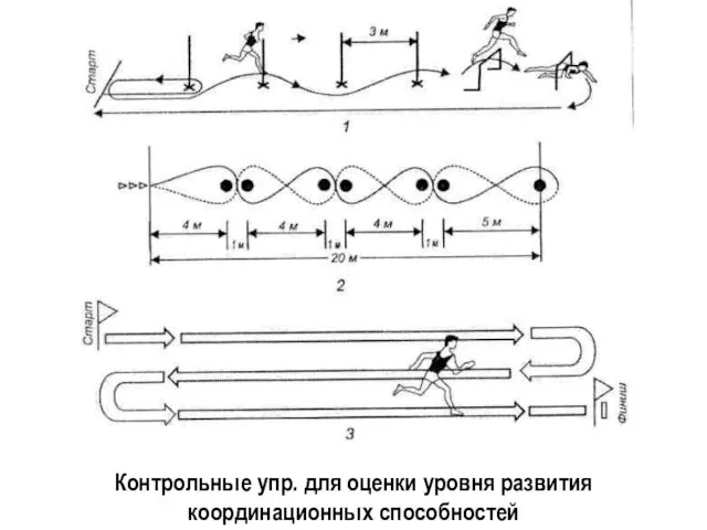 Контрольные упр. для оценки уровня развития координационных способностей