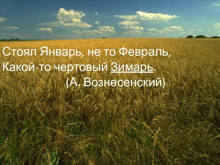 Стоял Январь, не то Февраль, Какой-то чертовый Зимарь. (А. Вознесенский)