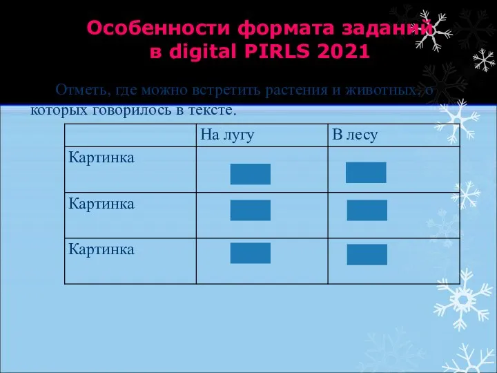Особенности формата заданий в digital PIRLS 2021 Отметь, где можно