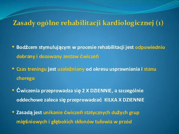 Bodźcem stymulującym w procesie rehabilitacji jest odpowiednio dobrany i dozowany zestaw ćwiczeń Czas