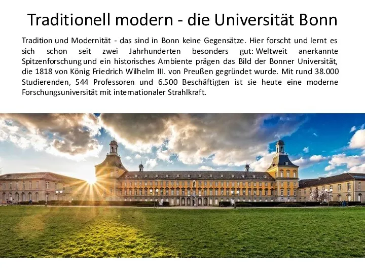 Traditionell modern - die Universität Bonn Tradition und Modernität -