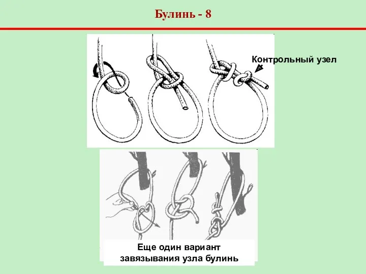 Контрольный узел Еще один вариант завязывания узла булинь