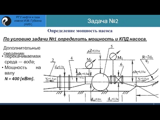 Определение мощность насоса По условию задачи №1 определить мощность и