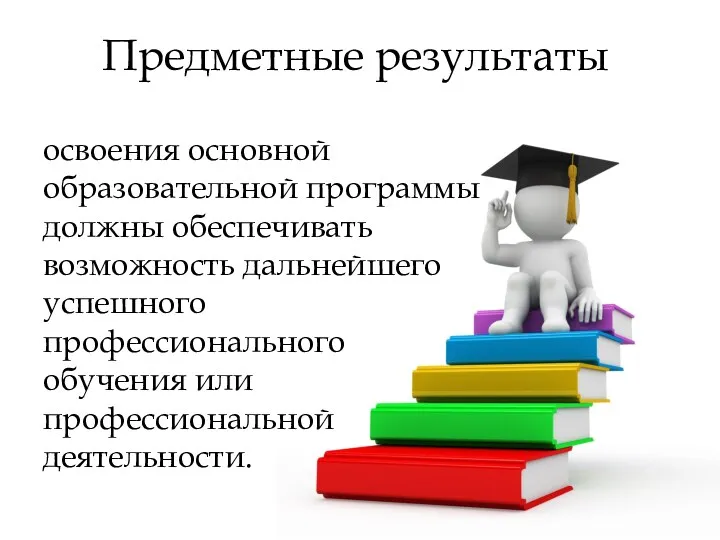 Предметные результаты освоения основной образовательной программы должны обеспечивать возможность дальнейшего успешного профессионального обучения или профессиональной деятельности.