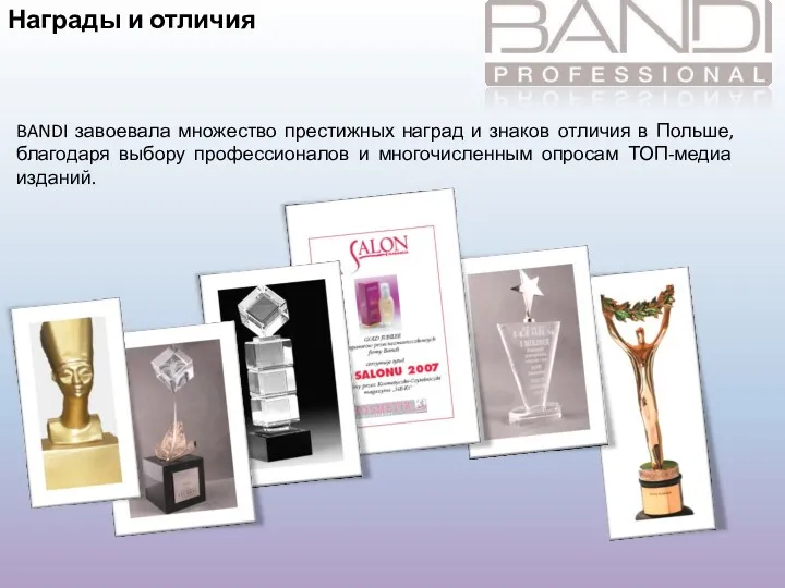 BANDI завоевала множество престижных наград и знаков отличия в Польше,