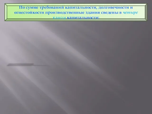 По сумме требований капитальности, долговечности и огнестойкости производственные здания сведены