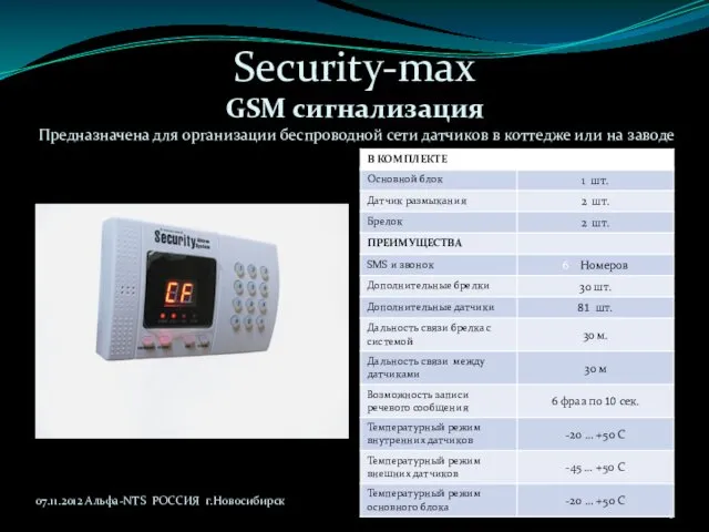 Security-max GSM сигнализация Предназначена для организации беспроводной сети датчиков в коттедже или на