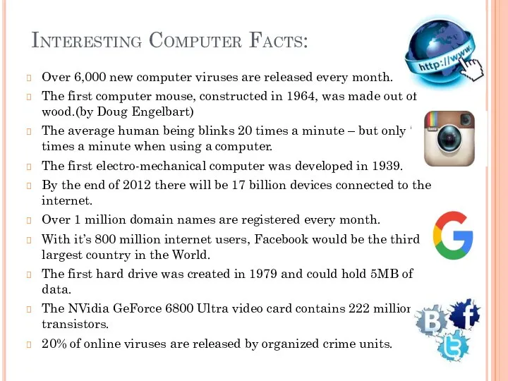 Interesting Computer Facts: Over 6,000 new computer viruses are released