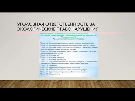 УГОЛОВНАЯ ОТВЕТСТВЕННОСТЬ ЗА ЭКОЛОГИЧЕСКИЕ ПРАВОНАРУШЕНИЯ