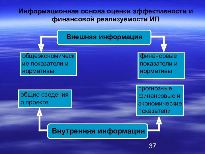 Информационная основа оценки эффективности и финансовой реализуемости ИП Внешняя информация