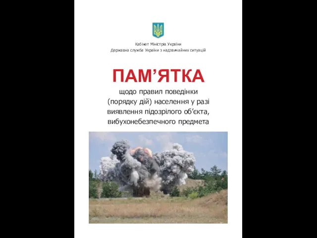 Кабінет Міністрів України Державна служба України з надзвичайних ситуацій ПАМ’ЯТКА