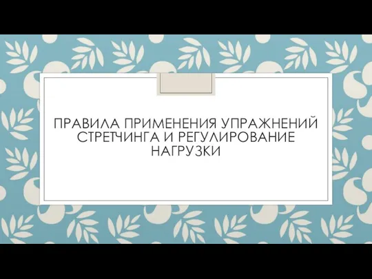 ПРАВИЛА ПРИМЕНЕНИЯ УПРАЖНЕНИЙ СТРЕТЧИНГА И РЕГУЛИРОВАНИЕ НАГРУЗКИ