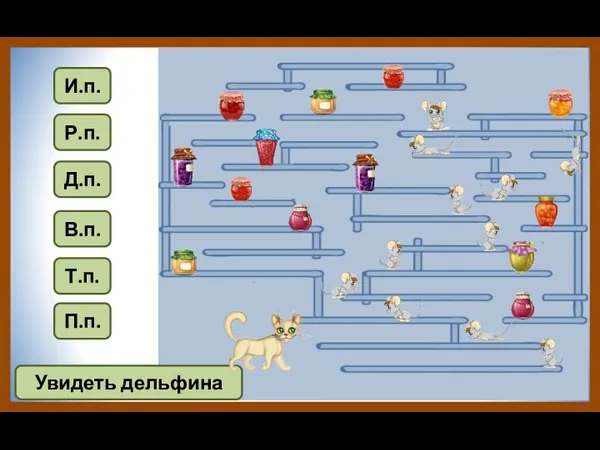 Р.п. Д.п. Т.п. В.п. П.п. И.п. Увидеть дельфина