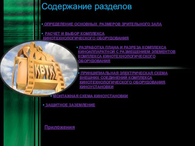 ОПРЕДЕЛЕНИЕ ОСНОВНЫХ РАЗМЕРОВ ЗРИТЕЛЬНОГО ЗАЛА Содержание разделов РАСЧЕТ И ВЫБОР