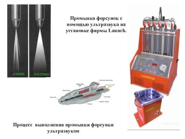 Промывка форсунок с помощью ультразвука на установке фирмы Launch. Процесс выполнения промывки форсунки ультразвуком