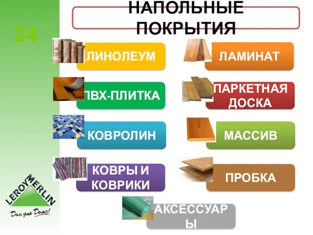 24 КОВРЫ И КОВРИКИ ЛАМИНАТ ПАРКЕТНАЯ ДОСКА МАССИВ ЛИНОЛЕУМ НАПОЛЬНЫЕ ПОКРЫТИЯ ПРОБКА КОВРОЛИН ПВХ-ПЛИТКА АКСЕССУАРЫ