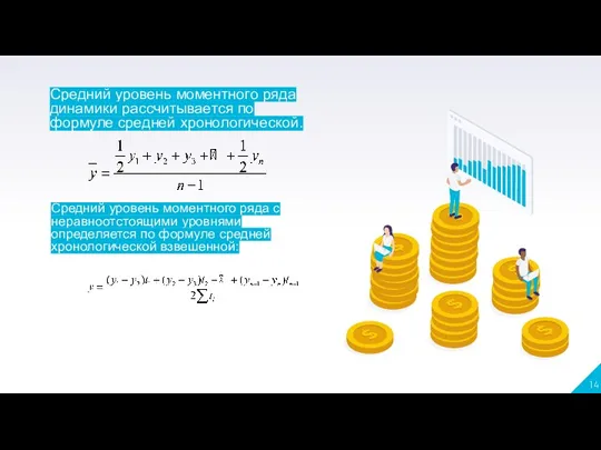 Средний уровень моментного ряда динамики рассчитывается по формуле средней хронологической.
