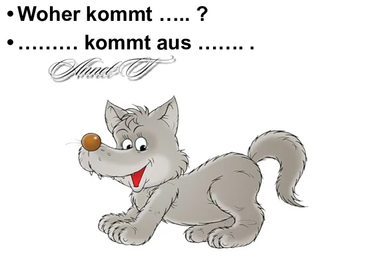 Woher kommt ….. ? ……… kommt aus ……. .