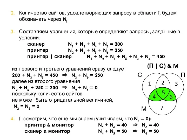 Количество сайтов, удовлетворяющих запросу в области i, будем обозначать через