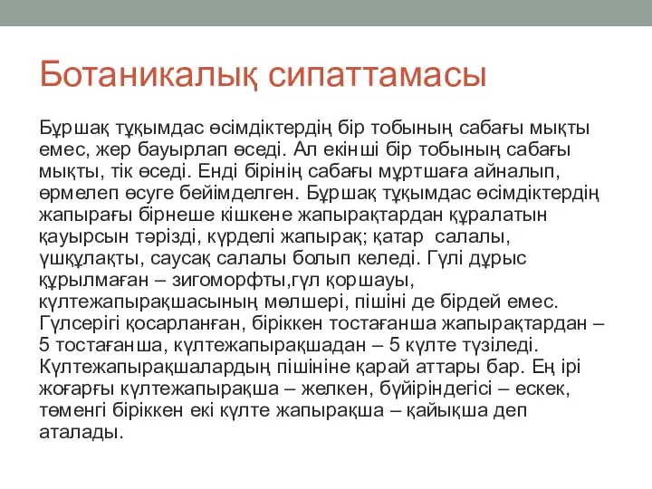 Ботаникалық сипаттамасы Бұршақ тұқымдас өсімдіктердің бір тобының сабағы мықты емес,